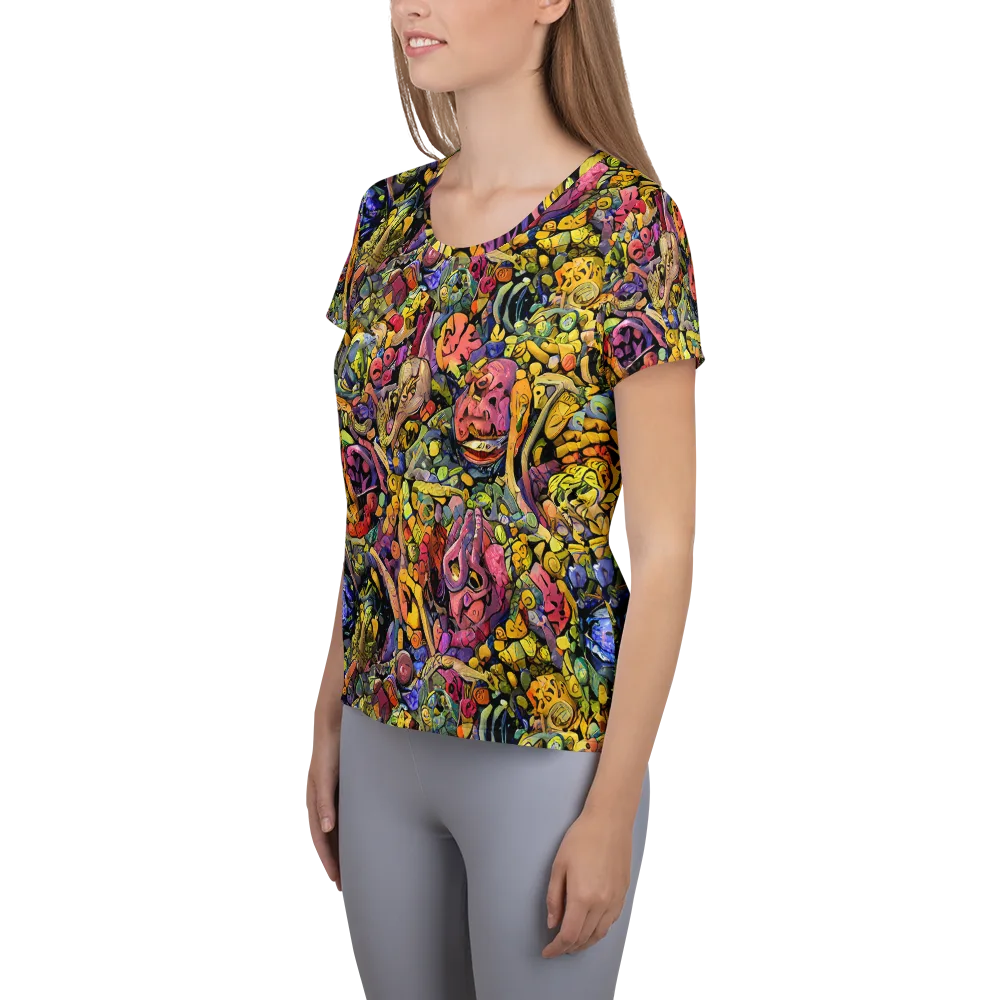 Neon Fossil Garden on Women's Athletic T-Shirt — Left