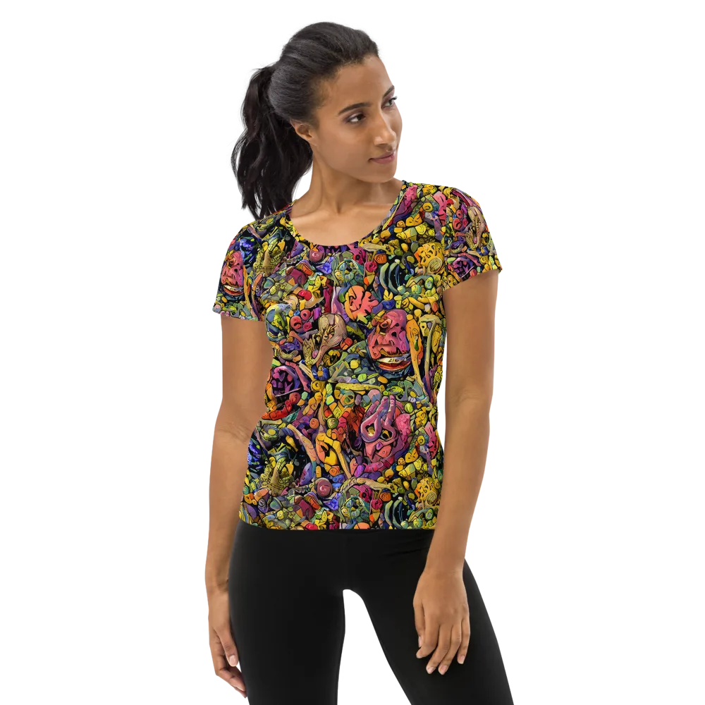 Neon Fossil Garden on Women's Athletic T-Shirt — Front