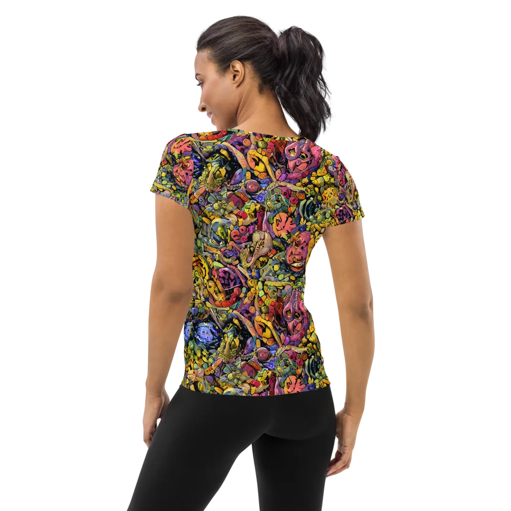Neon Fossil Garden on Women's Athletic T-Shirt — Back