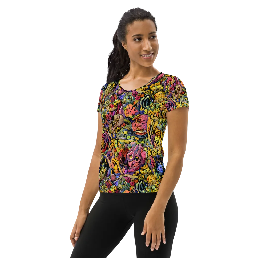 Neon Fossil Garden on Women's Athletic T-Shirt — Left