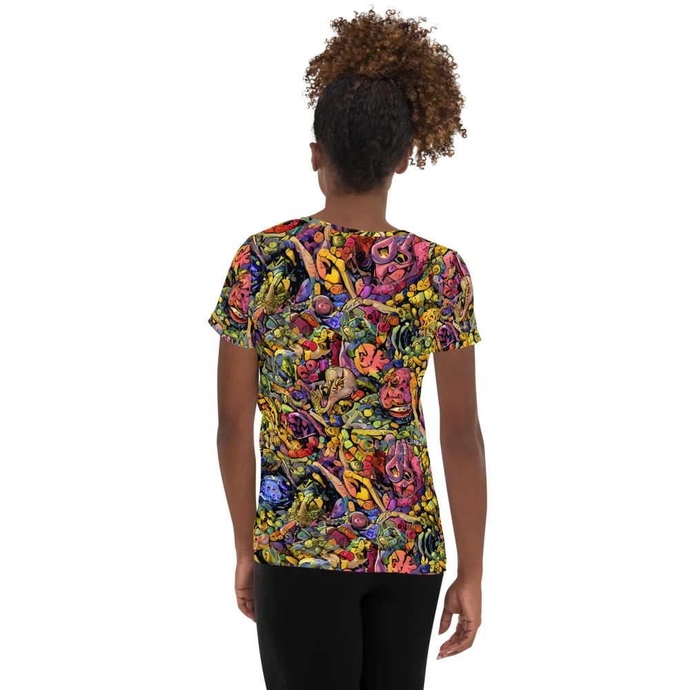 Neon Fossil Garden on Women's Athletic T-Shirt — Back