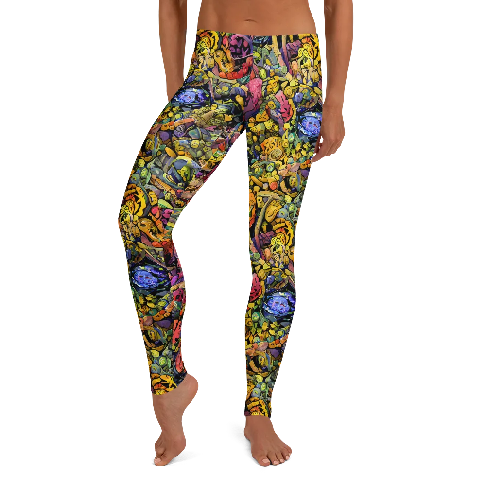 Neon Fossil Garden on Leggings — Front