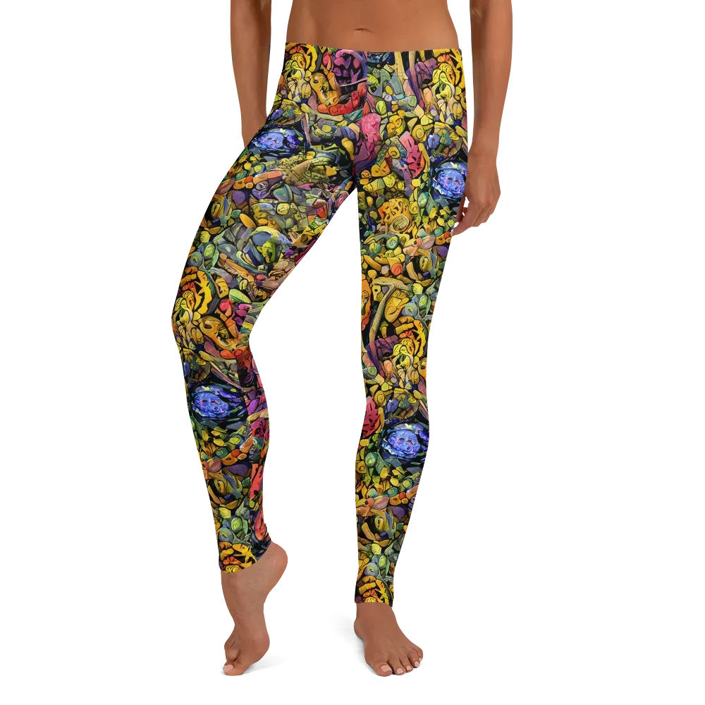 Neon Fossil Garden on Leggings — Front