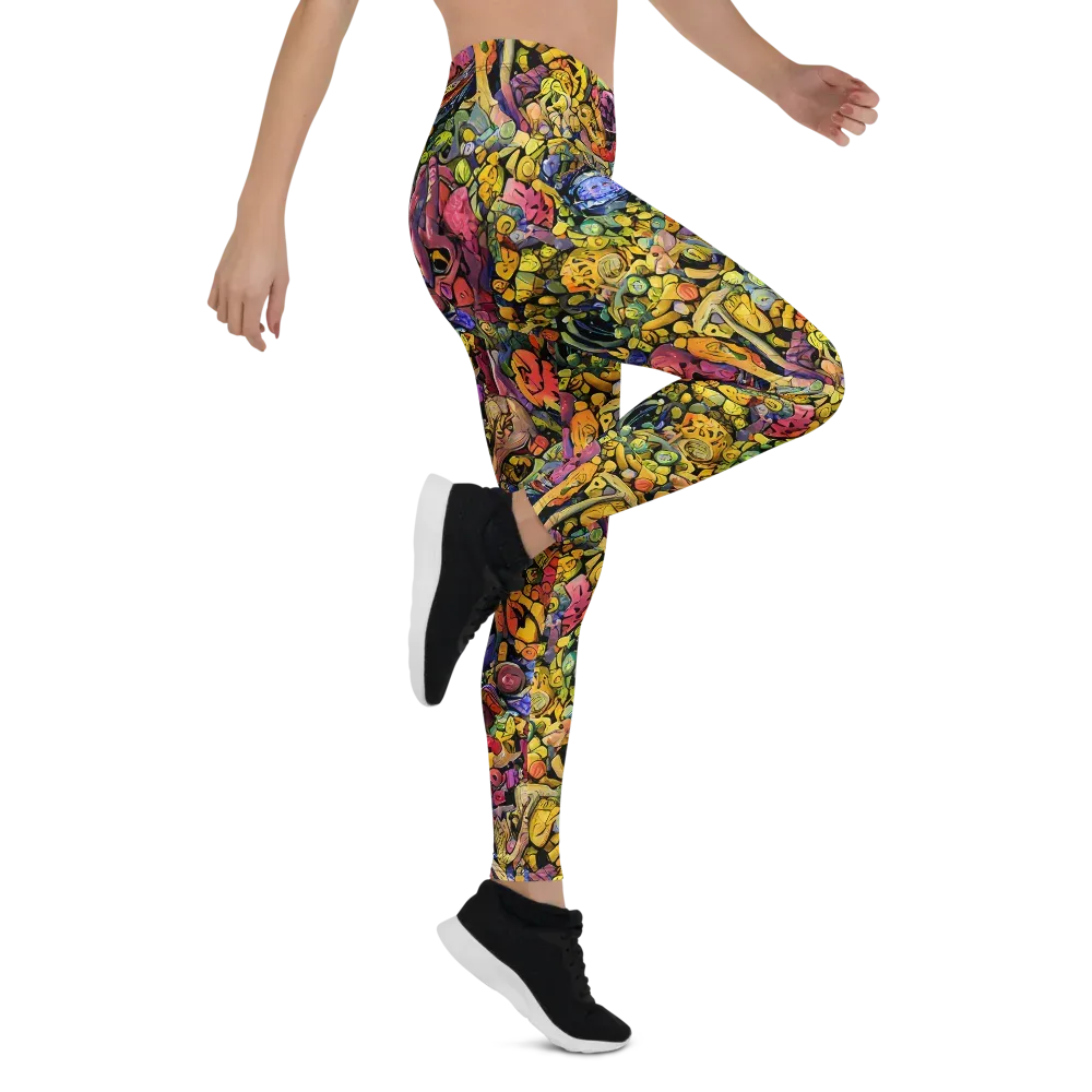 Neon Fossil Garden on Leggings — Right