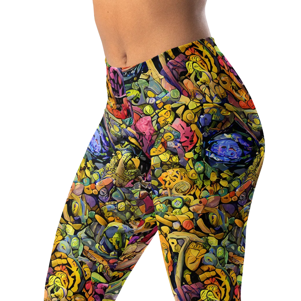 Neon Fossil Garden on Leggings — Left Front