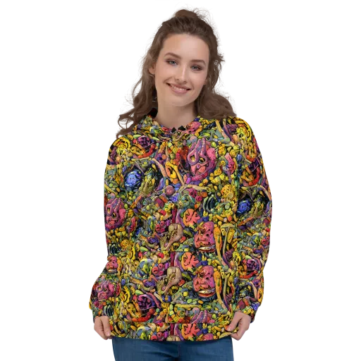 Neon Fossil Garden on a Hoodie