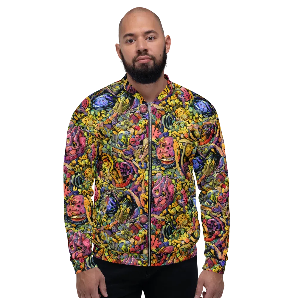 Neon Fossil Garden on Bomber Jacket — Front