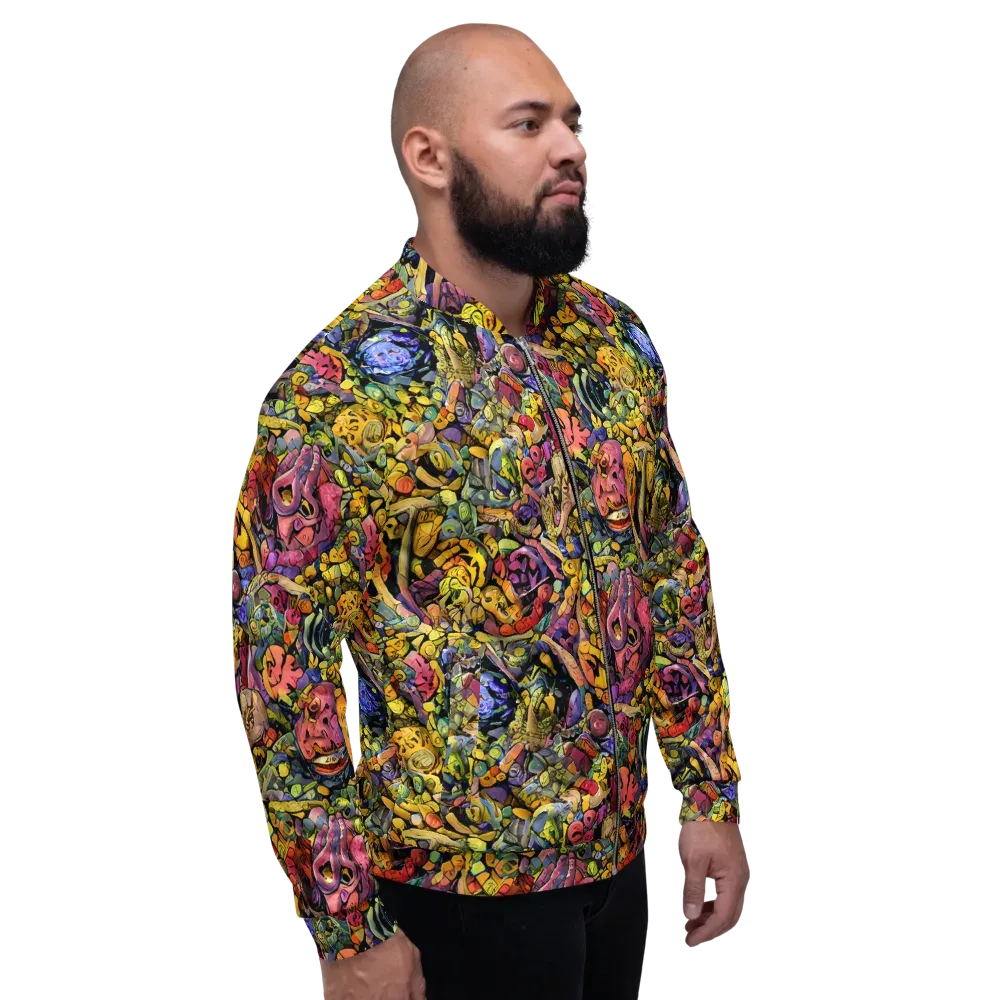 Neon Fossil Garden on Bomber Jacket — Right