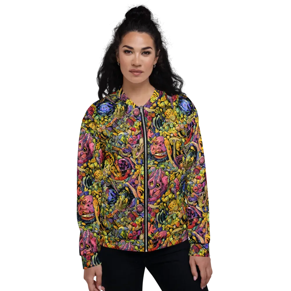 Neon Fossil Garden on Bomber Jacket — Front