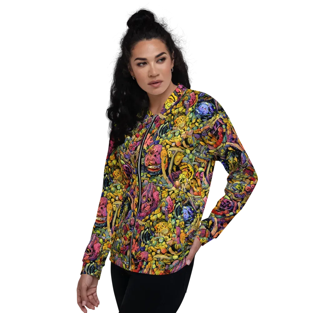 Neon Fossil Garden on Bomber Jacket — Left