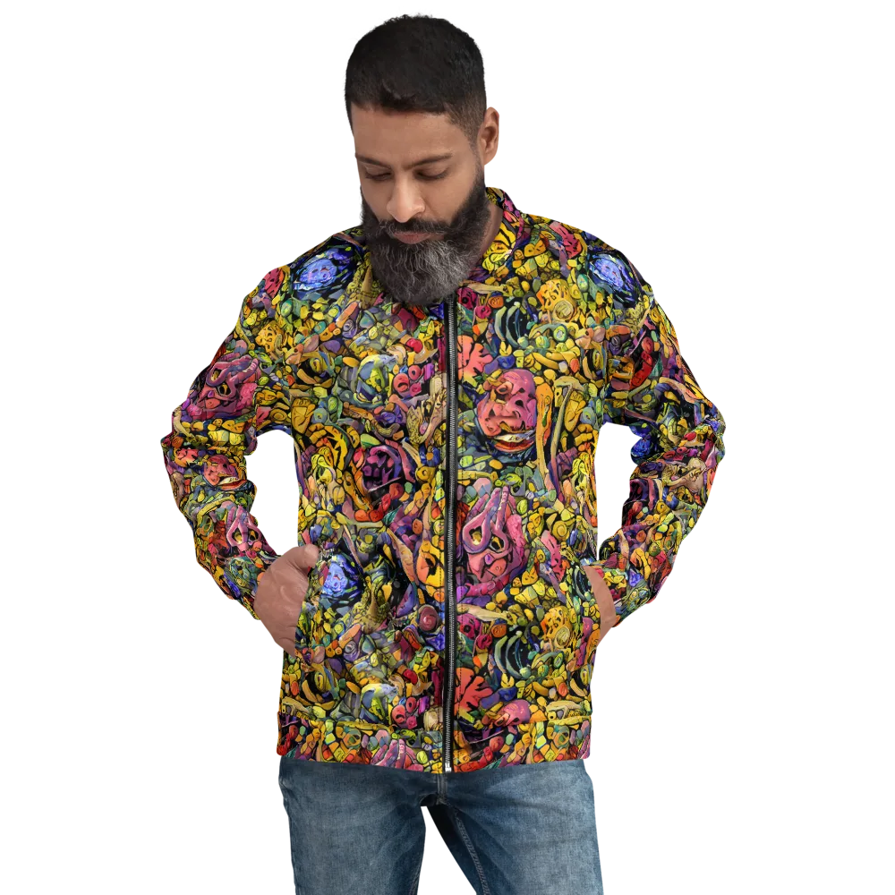 Neon Fossil Garden on Bomber Jacket — Front