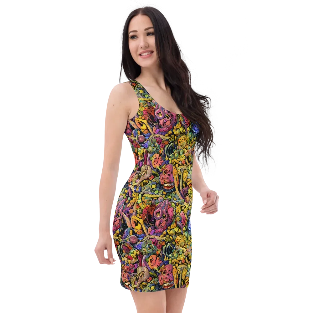 Neon Fossil Garden on Bodycon Dress — Right Front