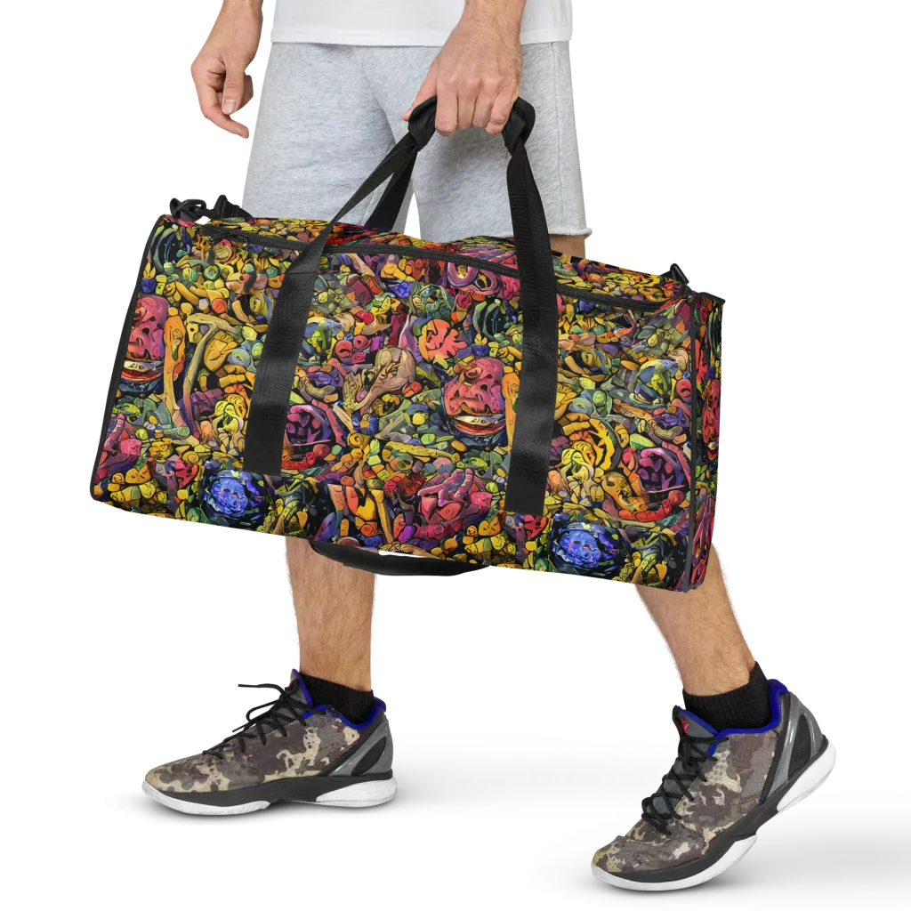 Neon Fossil Garden on Duffle Bag — Front