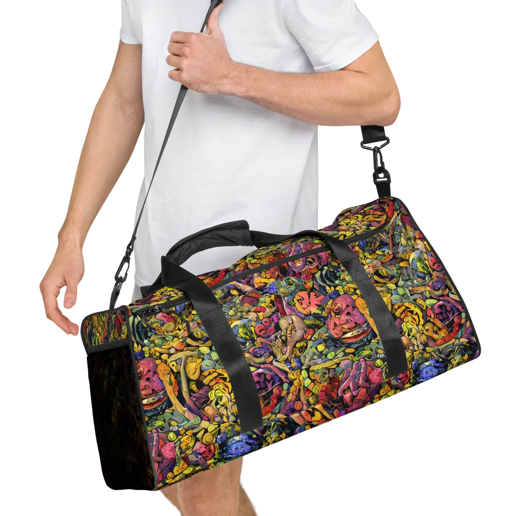 Neon Fossil Garden on Duffle Bag — Right Front