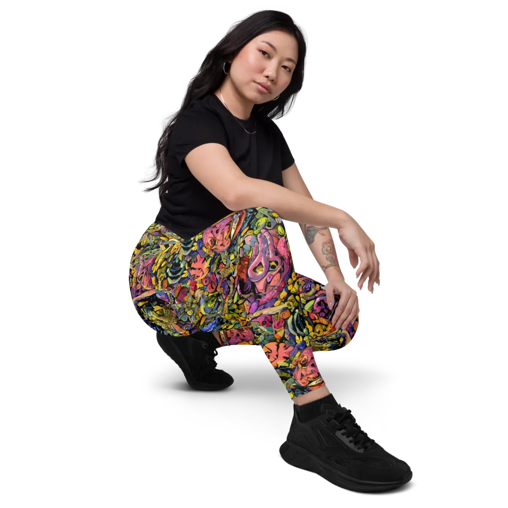 Neon Fossil Garden on Leggings with Pockets — Right Front