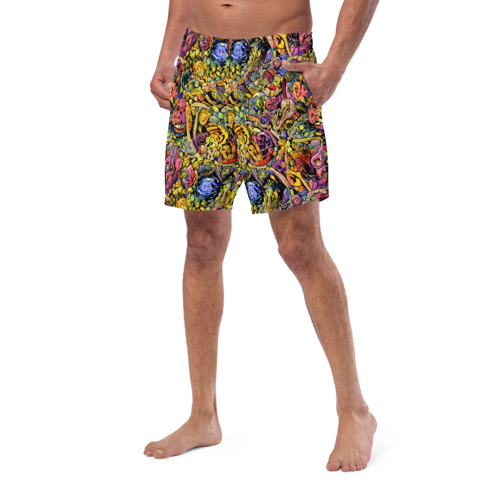 Neon Fossil Garden on Swim Trunks — Left Front
