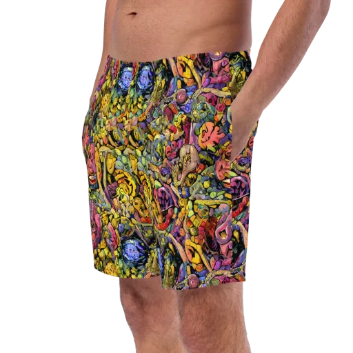 Neon Fossil Garden on a Swim Trunks