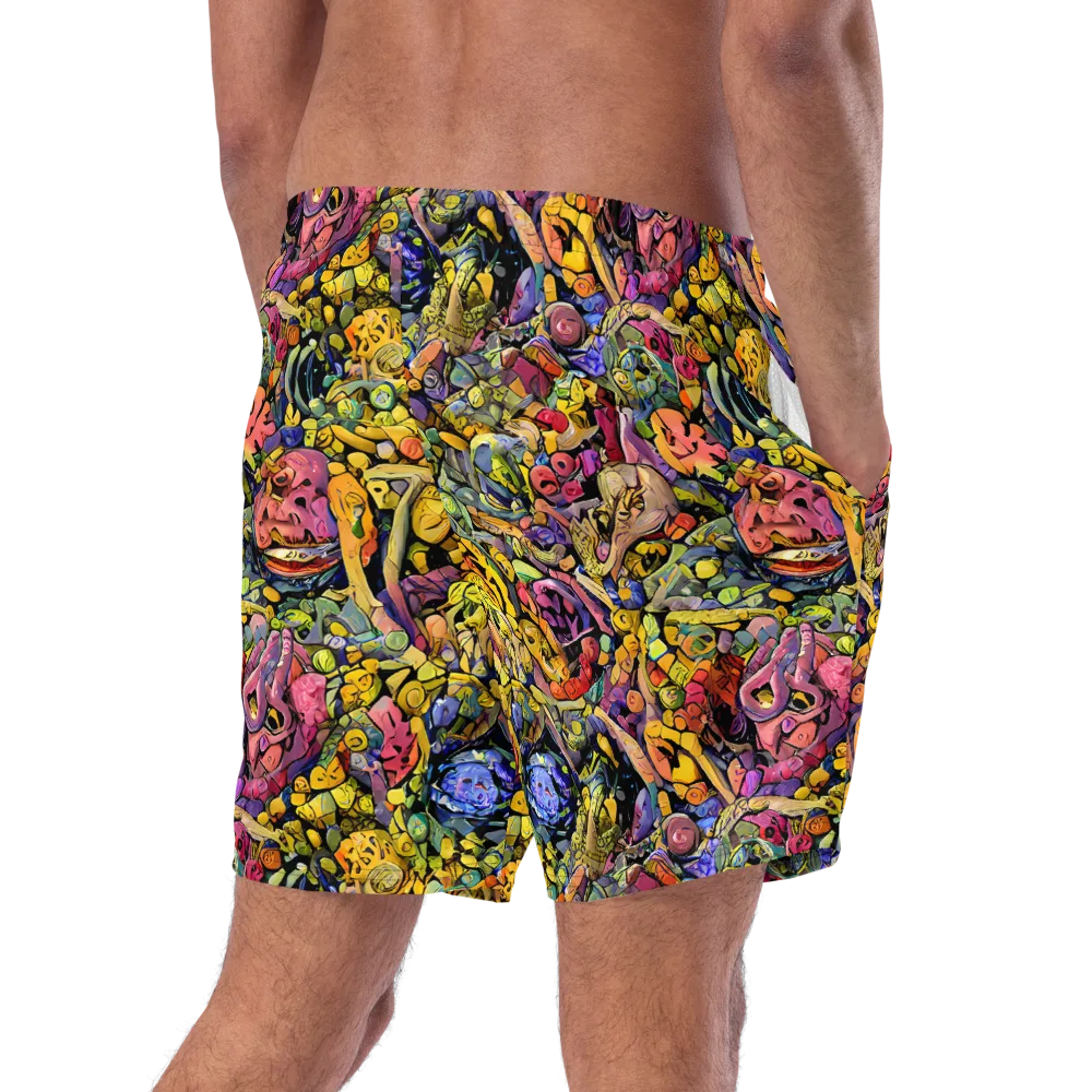 Neon Fossil Garden on Swim Trunks — Right Back