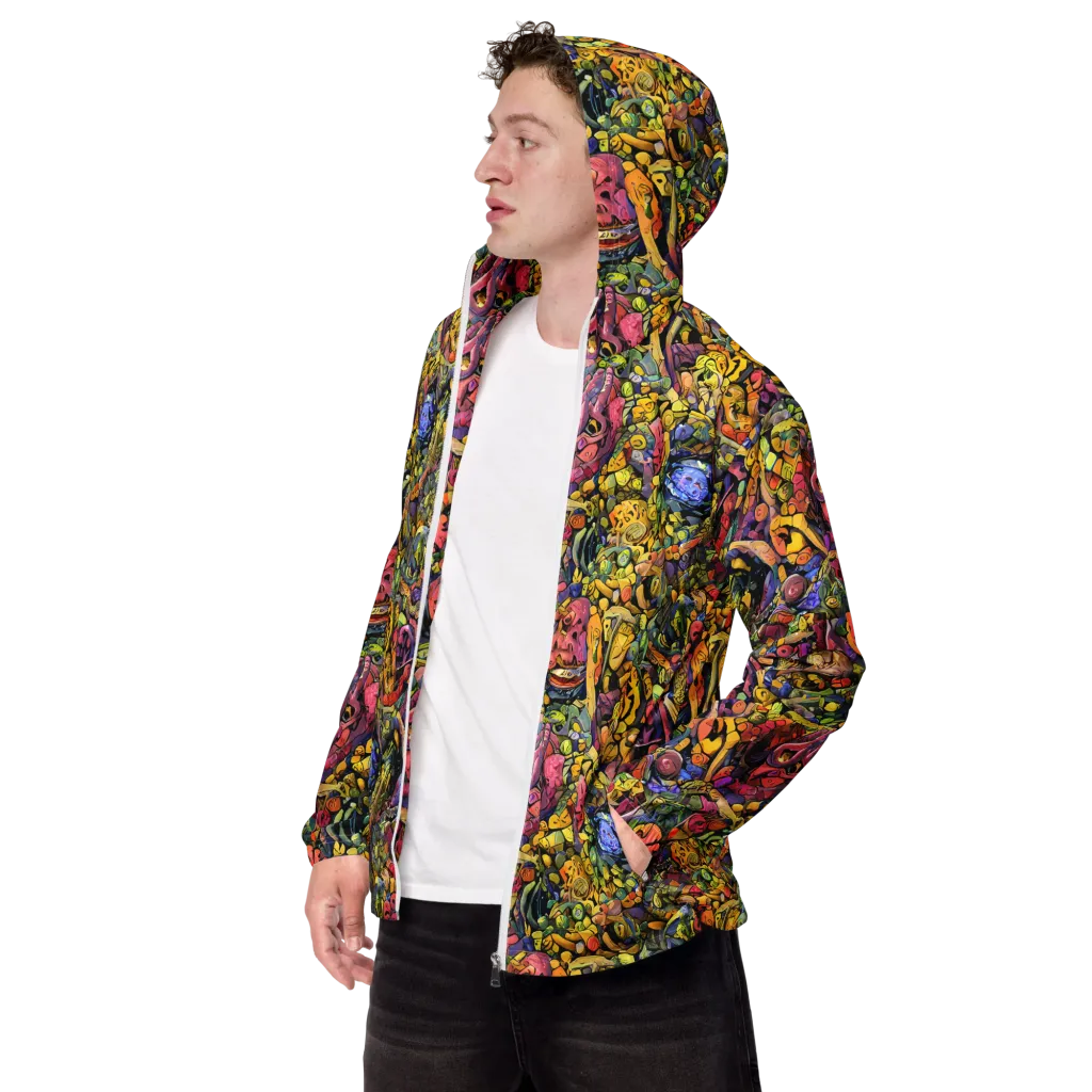 Neon Fossil Garden on Men's Windbreaker — Left Front