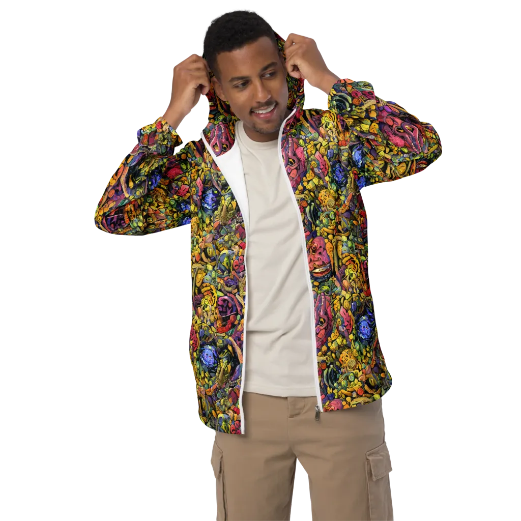 Neon Fossil Garden on Men's Windbreaker — Front