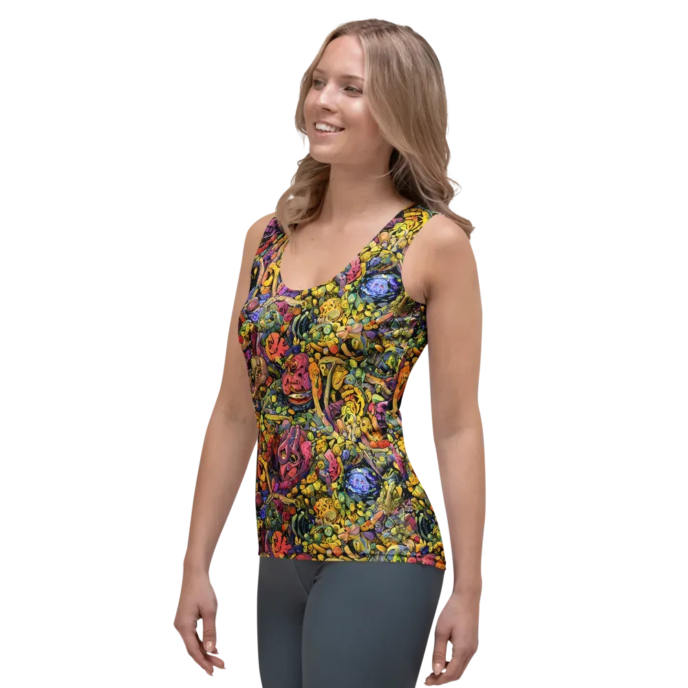 Neon Fossil Garden on Women's Tank Top — Left Front