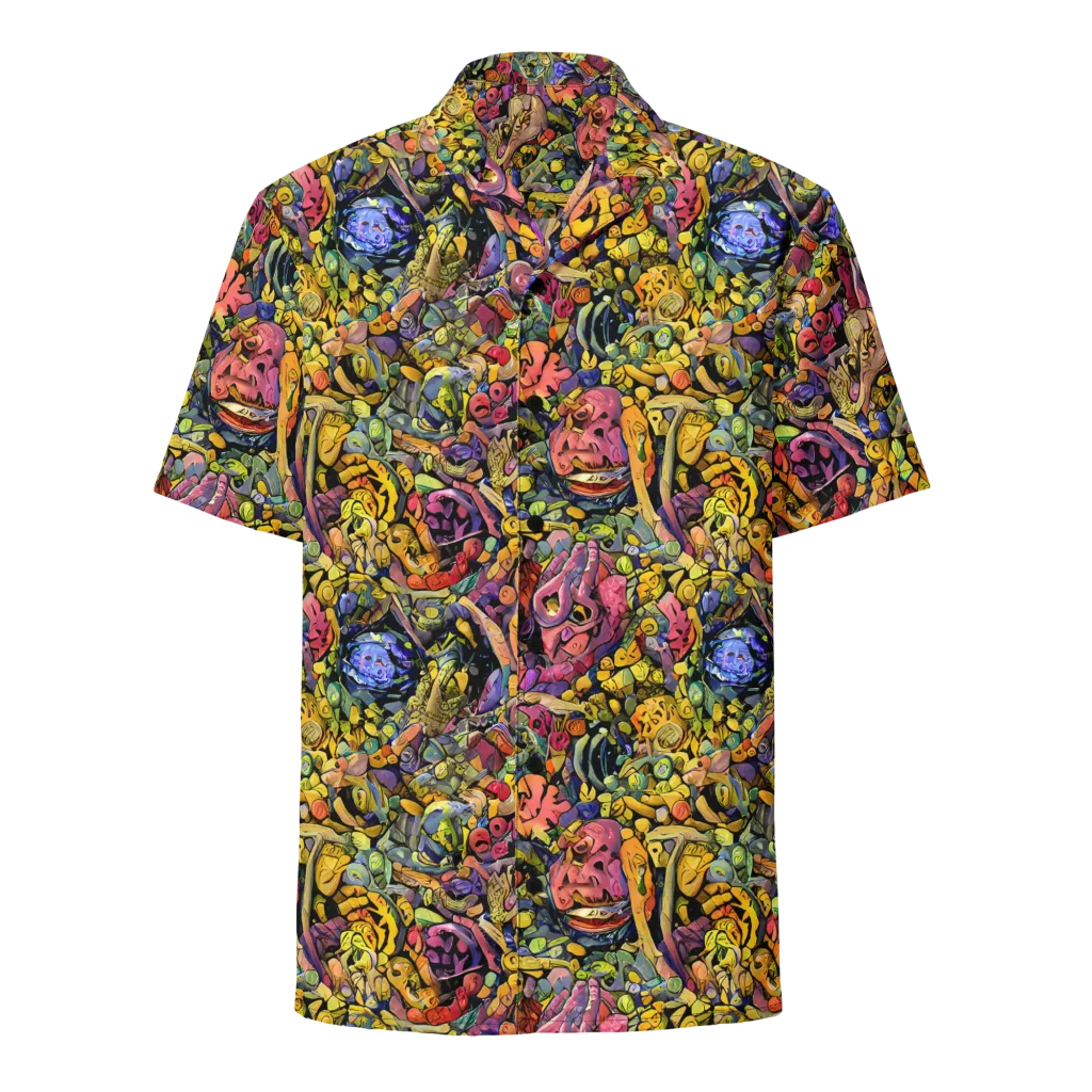 Neon Fossil Garden on Button Shirt — Front