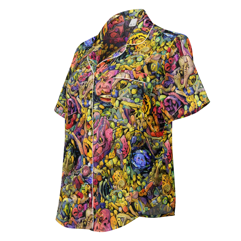 Neon Fossil Garden on Women's Short Sleeve Pajama Top — Left Front