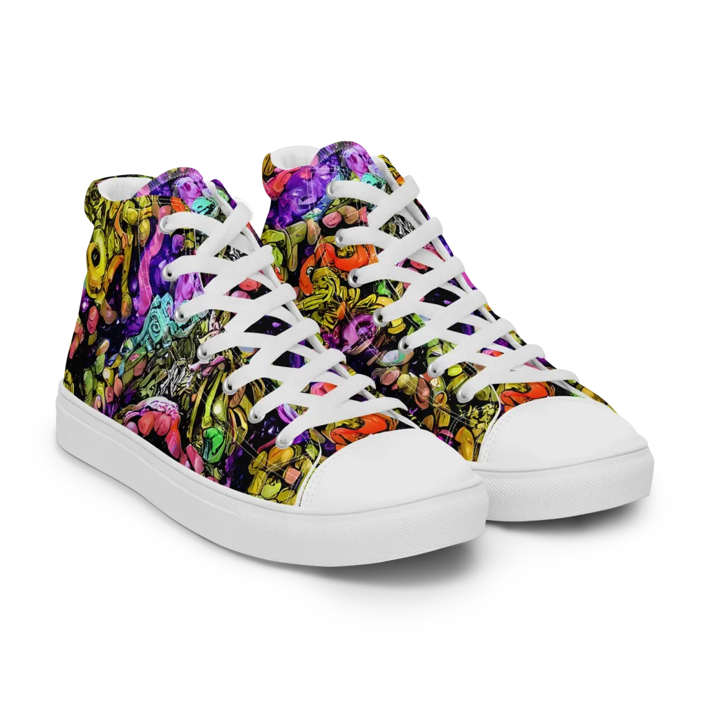 Stardust Riot on Men's High Top Canvas Shoes — Right Front