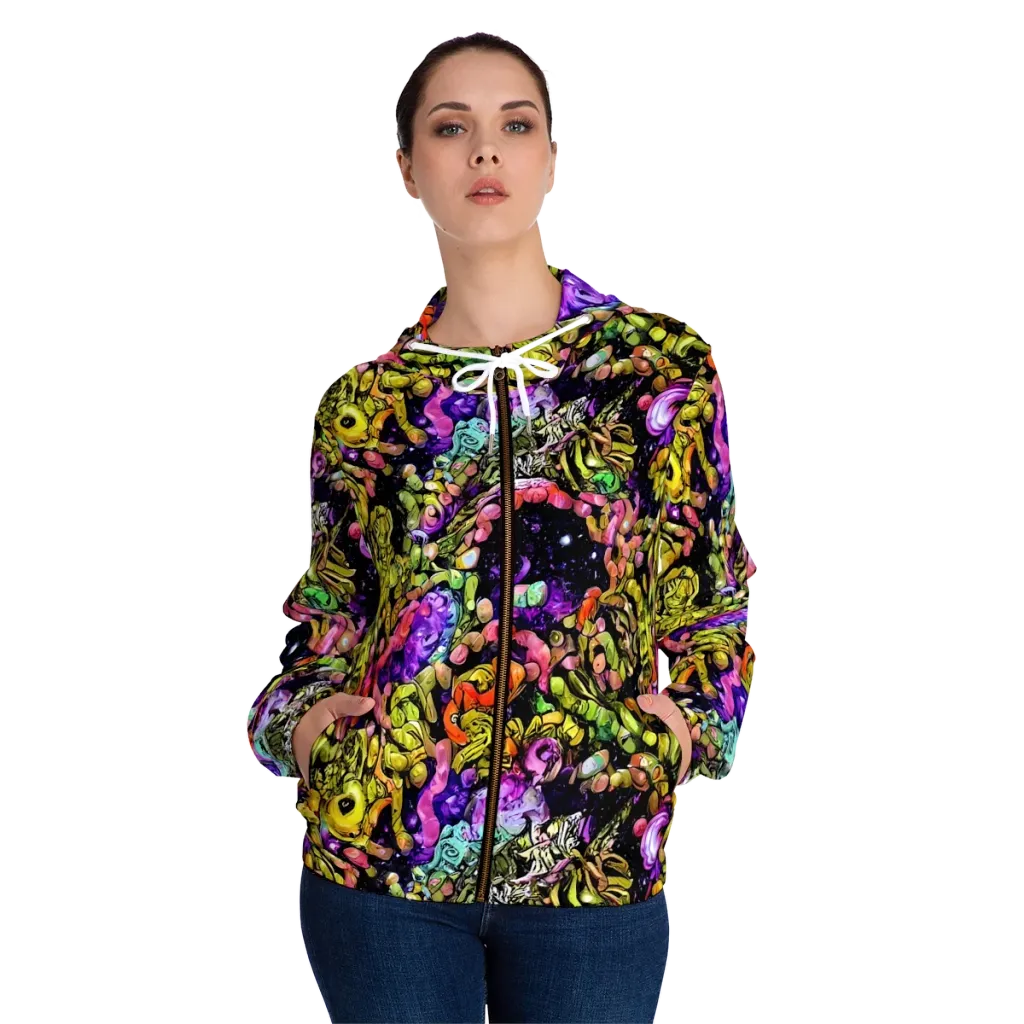 Stardust Riot on Women's Full-Zip Hoodie — Front On Person