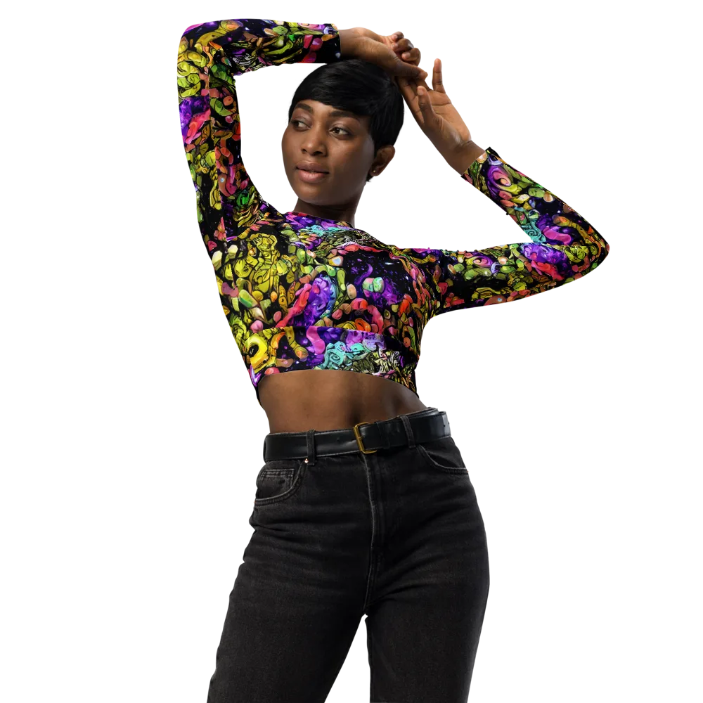 Stardust Riot on Long Sleeve Crop Top — Front