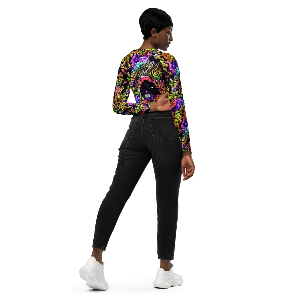 Stardust Riot on Long Sleeve Crop Top — Right Back