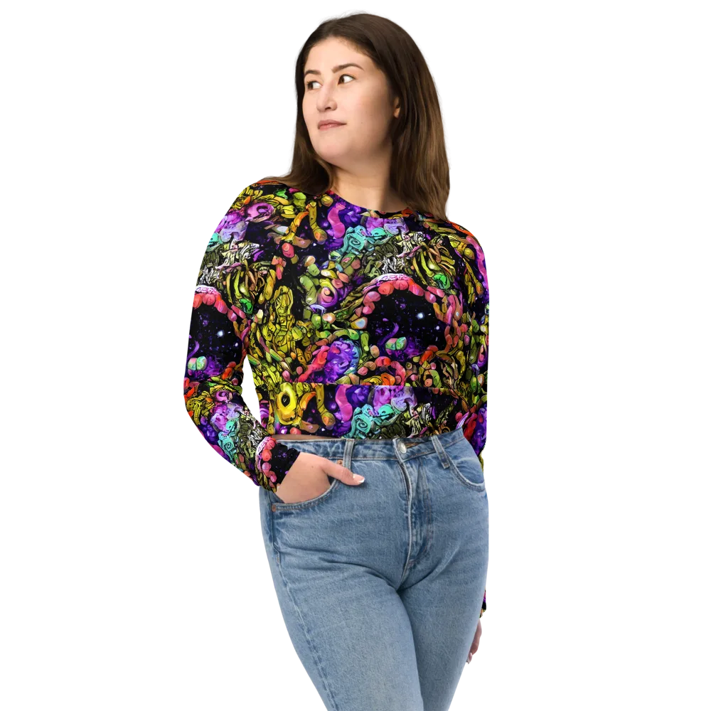 Stardust Riot on Long Sleeve Crop Top — Front
