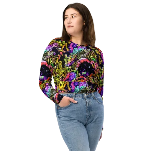 Stardust Riot on a Long Sleeve Crop Top