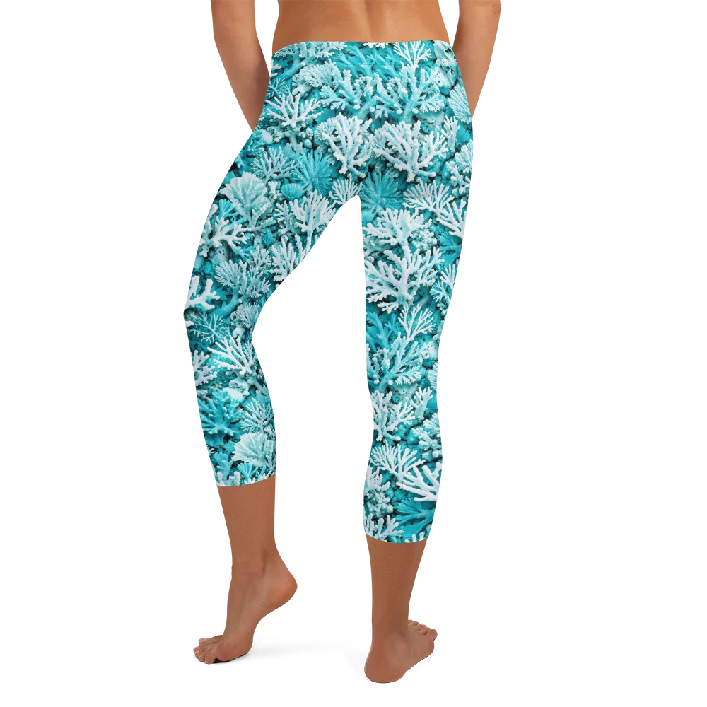 Aqua Garden on Capri Leggings — Back