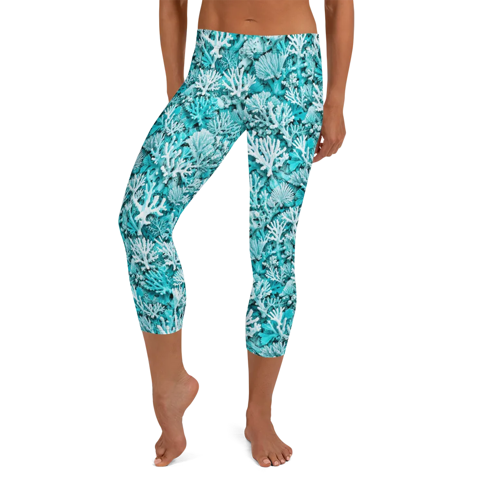 Aqua Garden on Capri Leggings — Front