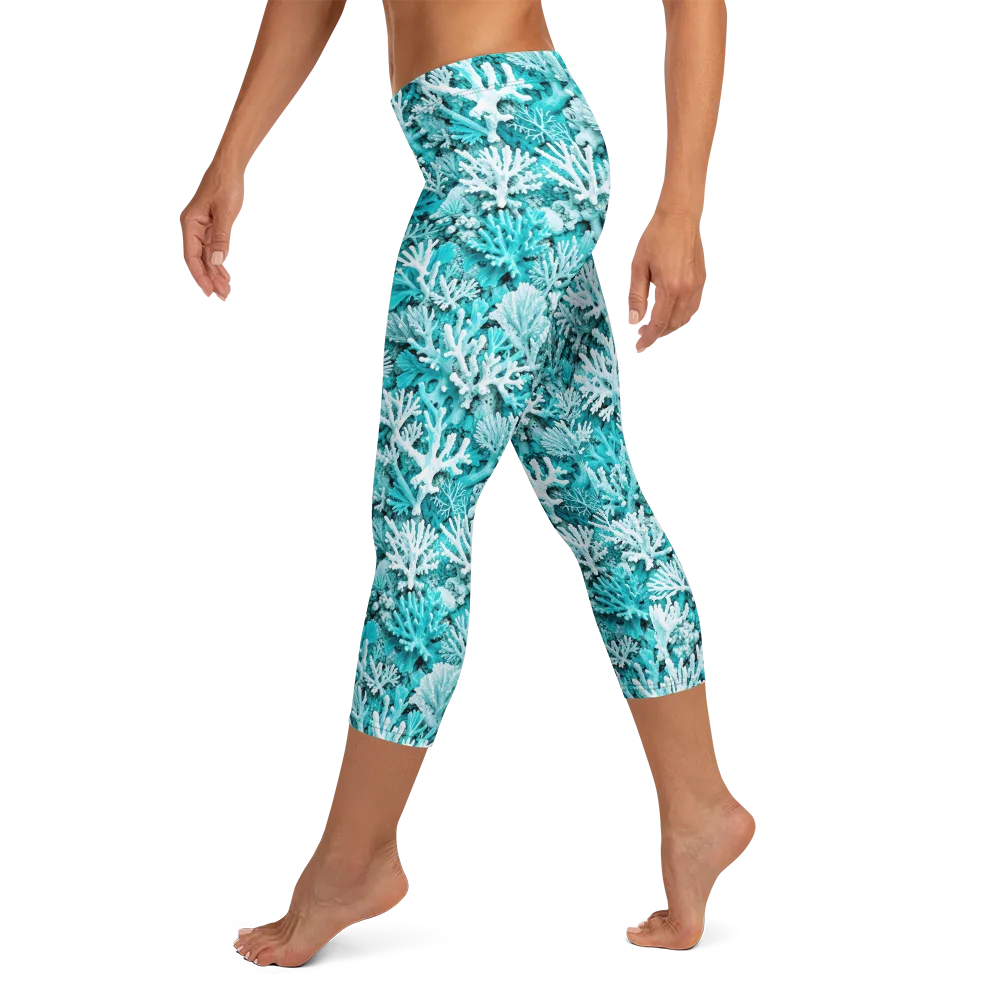 Aqua Garden on Capri Leggings — Left