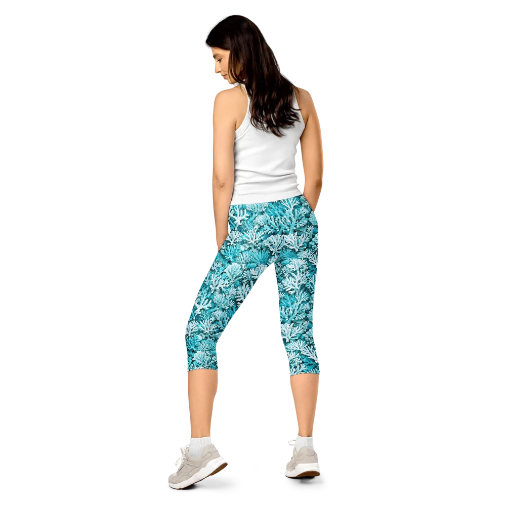 Aqua Garden on Capri Leggings — Back
