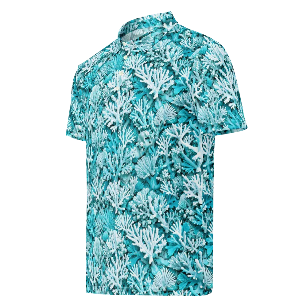 Aqua Garden on Men's Slim Fit Polo Shirt — Left Front