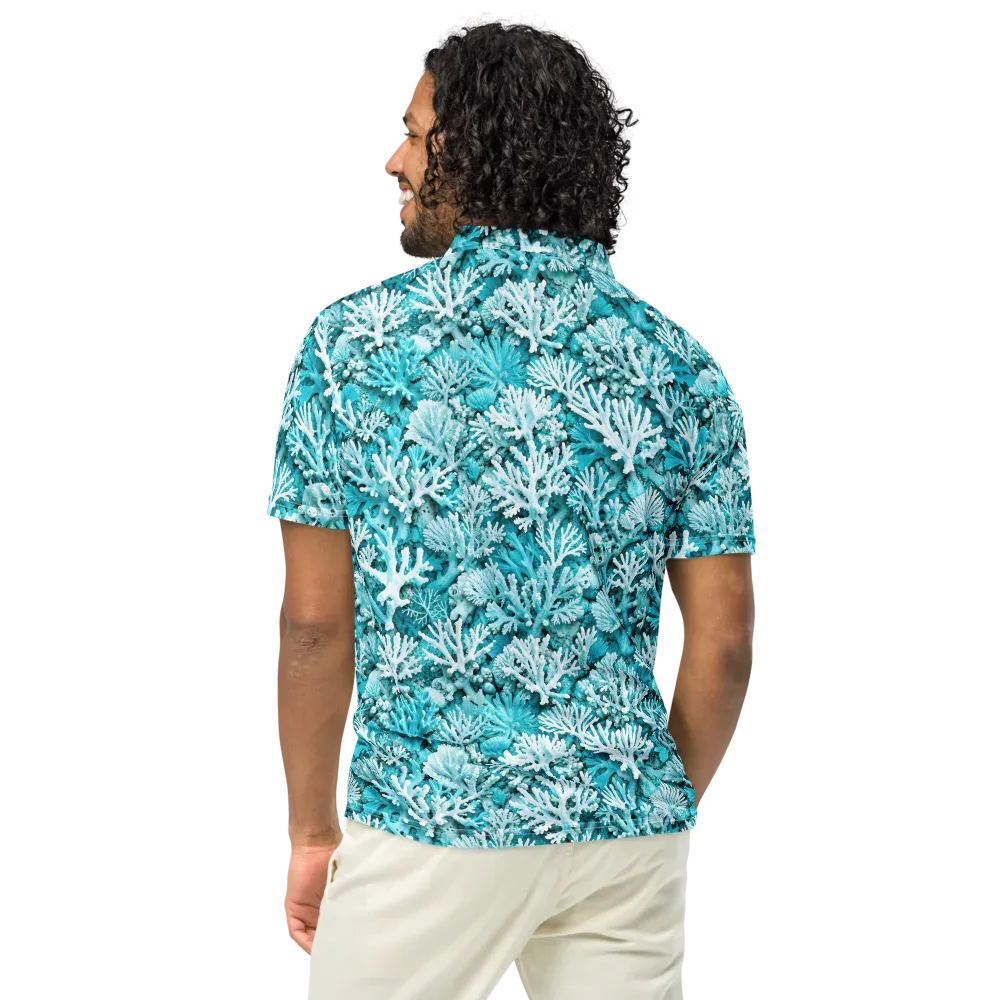 Aqua Garden on Men's Slim Fit Polo Shirt — Back