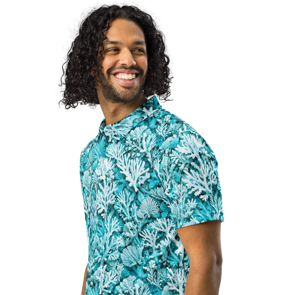 Aqua Garden on Men's Slim Fit Polo Shirt — Left Front