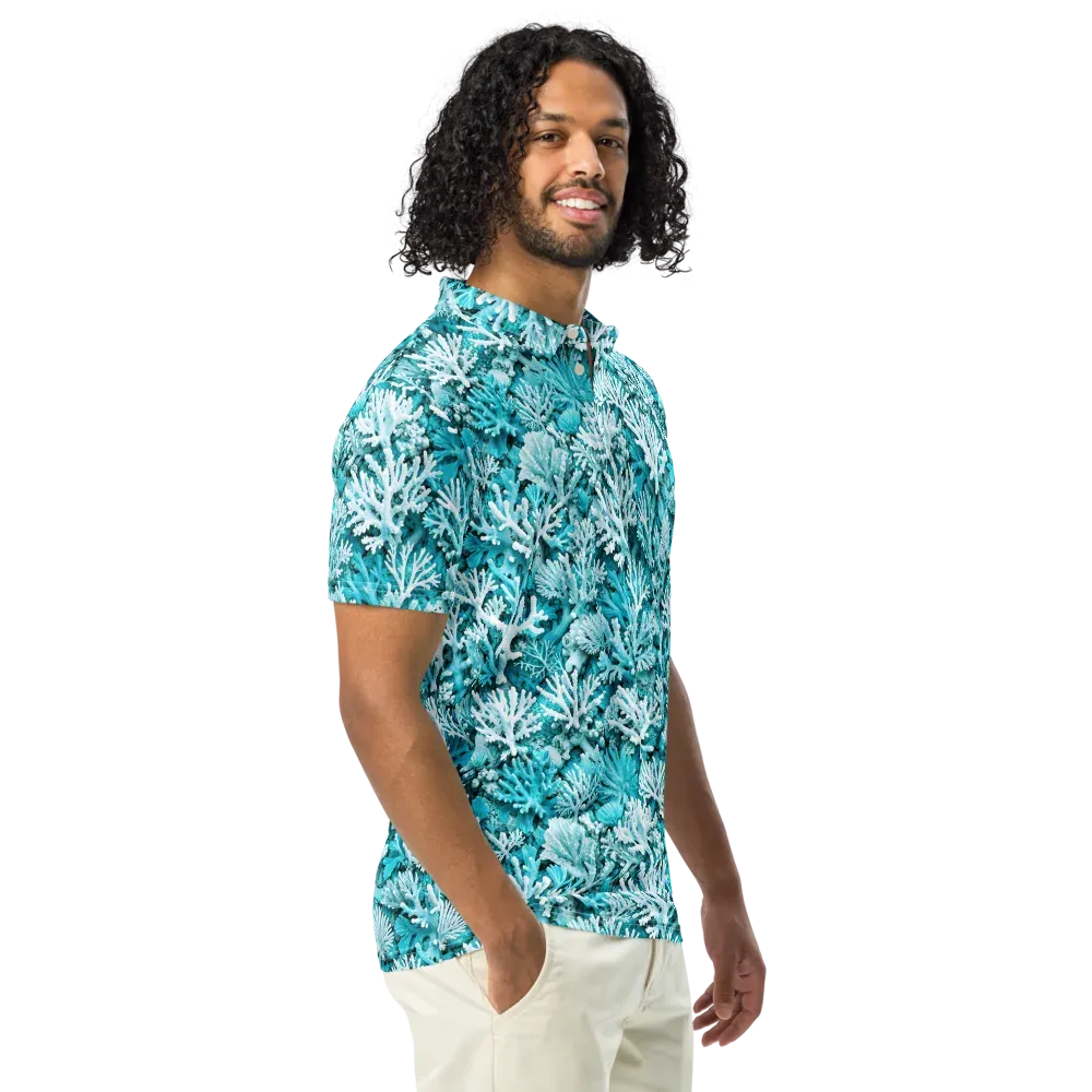 Aqua Garden on Men's Slim Fit Polo Shirt — Right Front