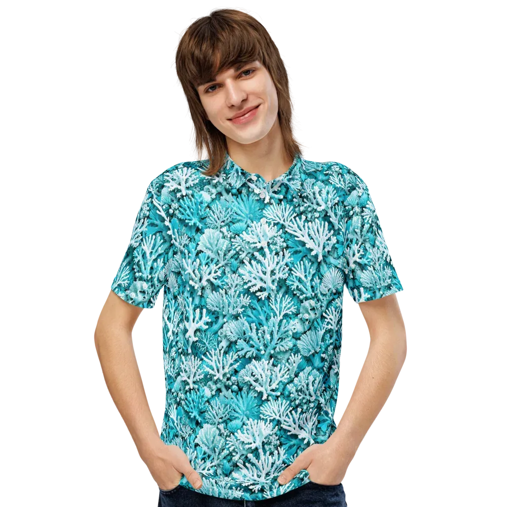 Aqua Garden on Men's Slim Fit Polo Shirt — Front