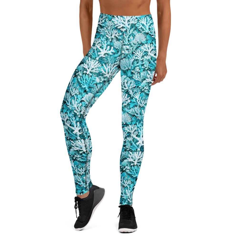 Aqua Garden on Yoga Leggings — Front