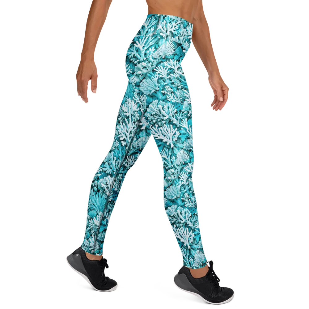 Aqua Garden on Yoga Leggings — Right