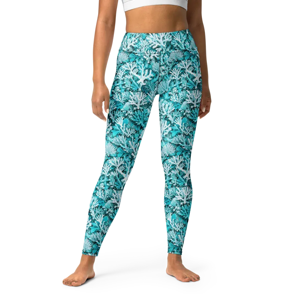 Aqua Garden on Yoga Leggings — Front