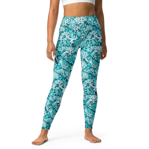 Aqua Garden on a Yoga Leggings