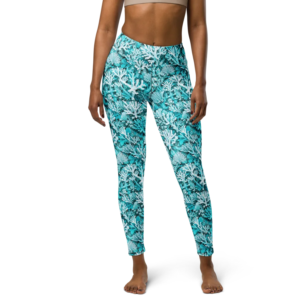Aqua Garden on Yoga Leggings — Front