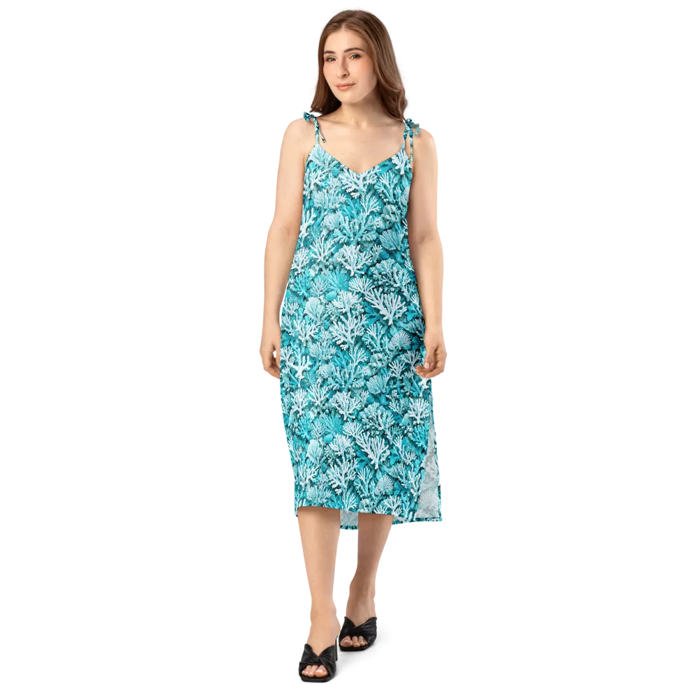 Aqua Garden on Slip Dress — Front