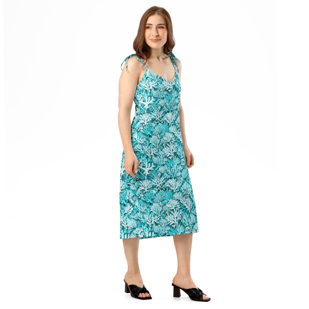 Aqua Garden on Slip Dress — Right Front