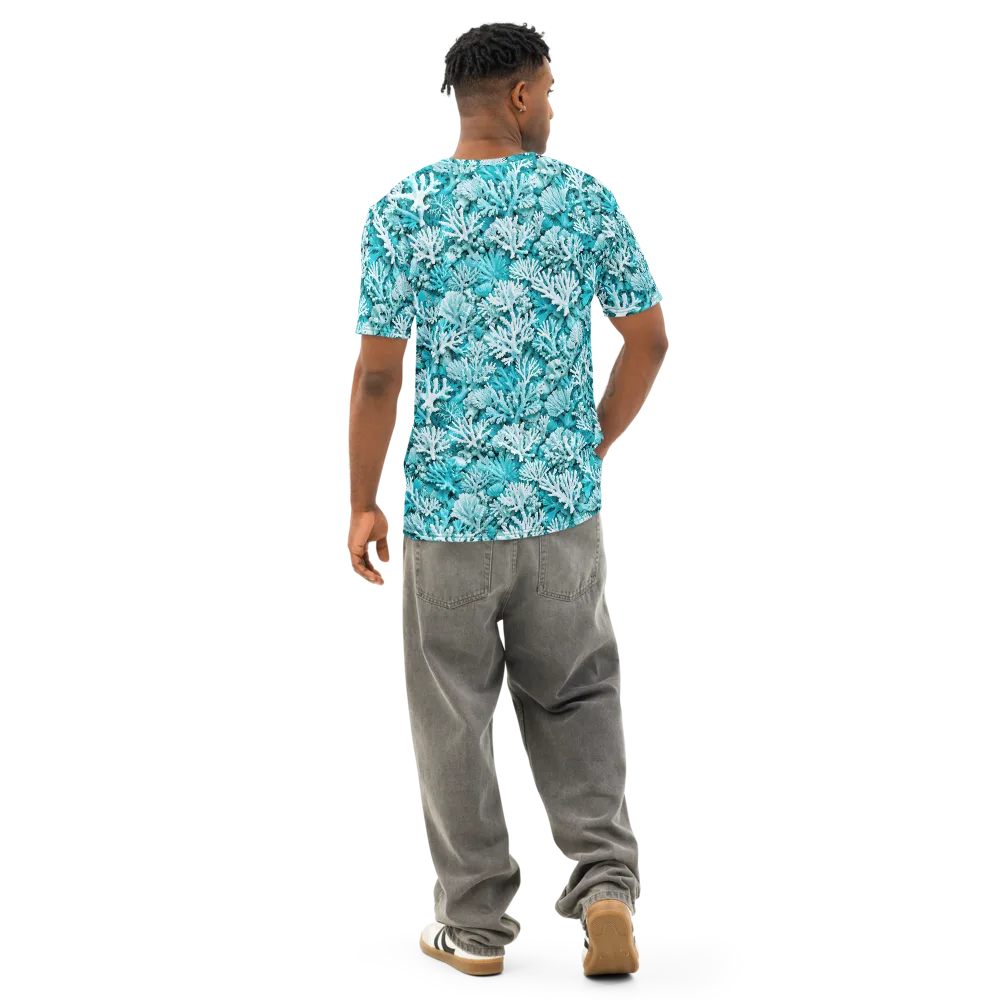 Aqua Garden on Men's Cotton Crew Neck T-Shirt — Back